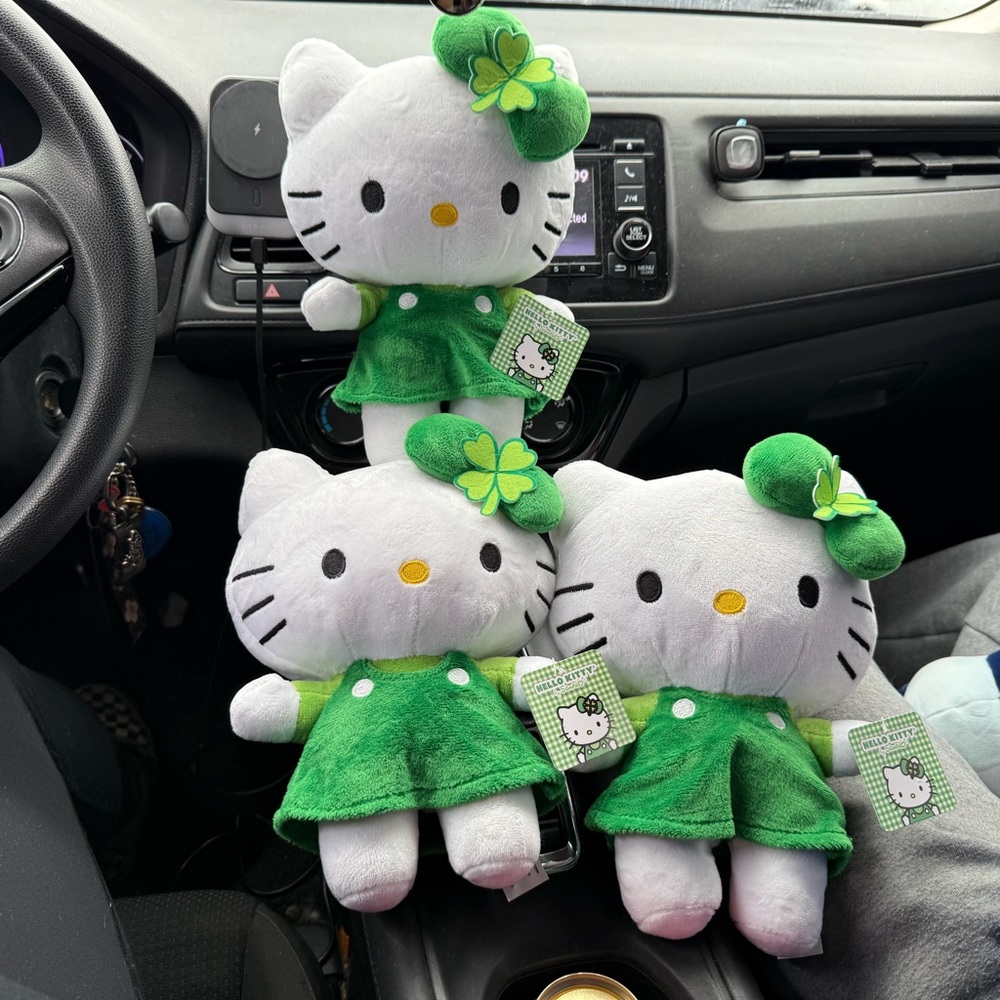 Hello Kitty Plush Trio in Green Outfits
